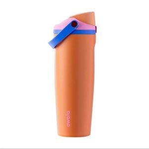 Owala Orange Travel Tumbler with Pink & Blue Accents 30oz